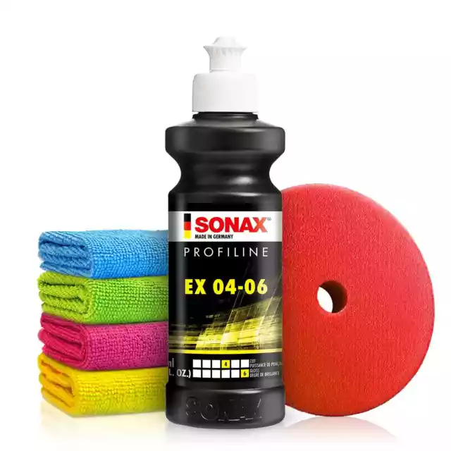 Sonax Profiline Politur Set EX 04-06 Hochglanzpolitur Polierpads Tücher 250ml