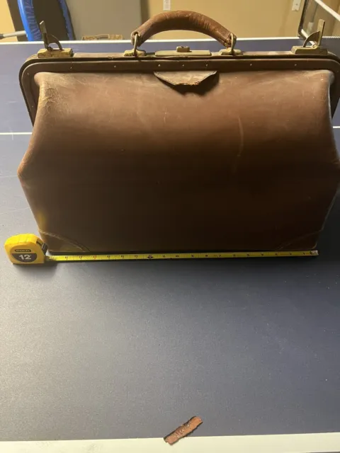 Vintage "Large" Brown Leather Doctor's Bag