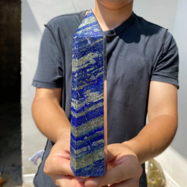 1.43lb Natural Lapis lazuli quartz crystal obelisk point wand aura healing