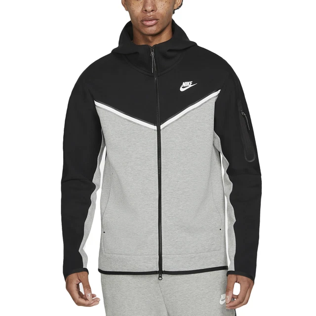Nike Felpa da Uomo con Cappuccio e Full Zip Tech Fleece Nera Taglia XL Cod CU...