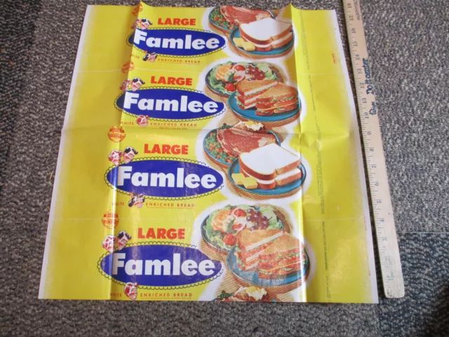 FAMLEE food bread loaf wrapper sample 1950s Pollack Fisher SLC UT sandwich