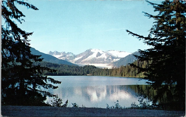 Distant View of Mendenhall Glacier Near Juneau Alaska Vintage Postcard