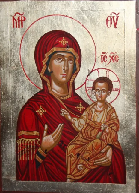 Icono Ortodoxo De Colección Pintado A Mano La Virgen María