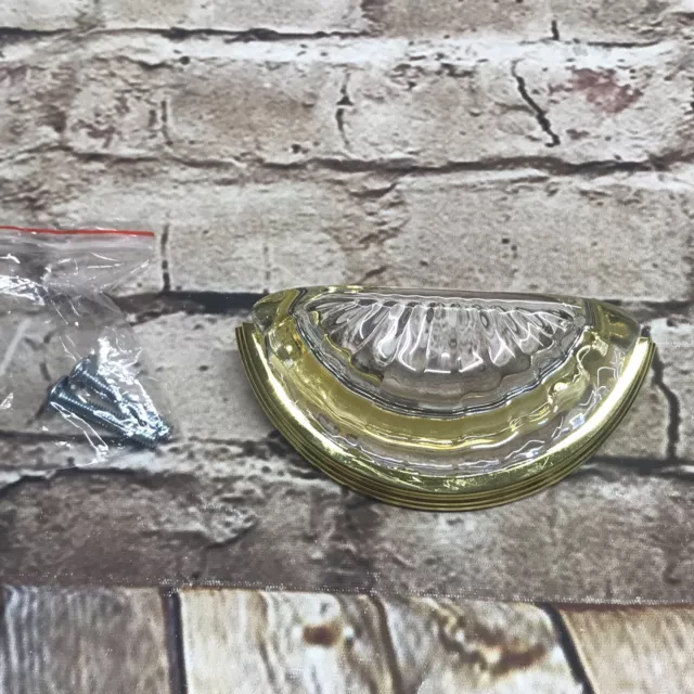 Crystal Clear Fluted Cup Pull Drawer Door Bright Chrome Brass CPLCCF -BC 3” Cent