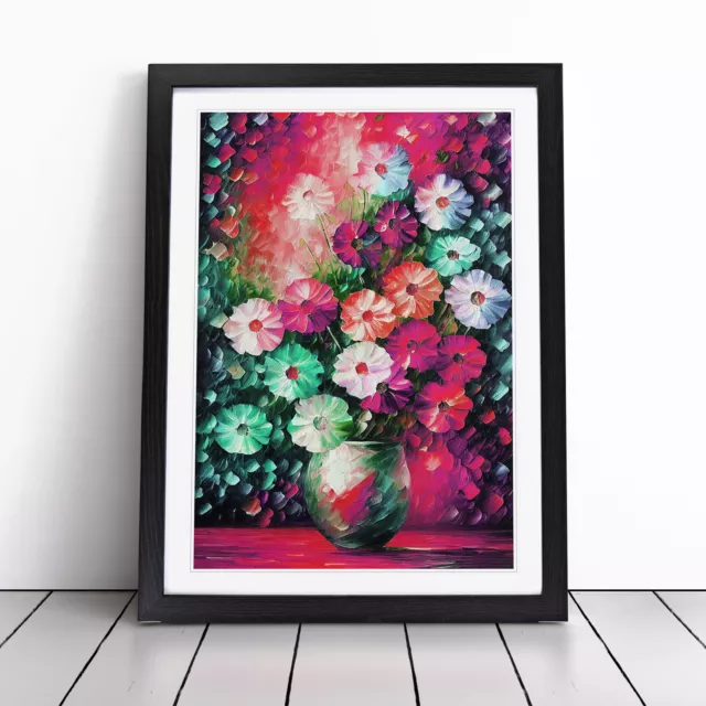 Vase Of Pretty Flowers No.3 Wall Art Print Framed Canvas Picture Poster Decor