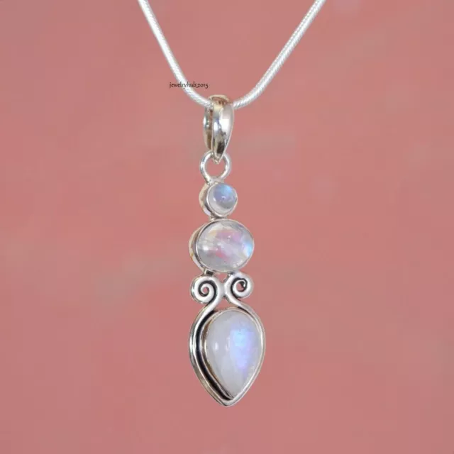 Wonderful Moonstone Handmade Pendant 925Sterling Silver Designer NeckJewelrySR32