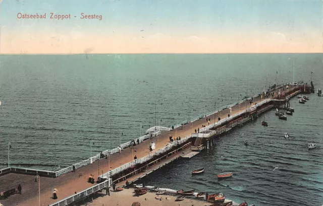 AK Ostseebad Zoppot Sopot Danzig  See Steg 1914