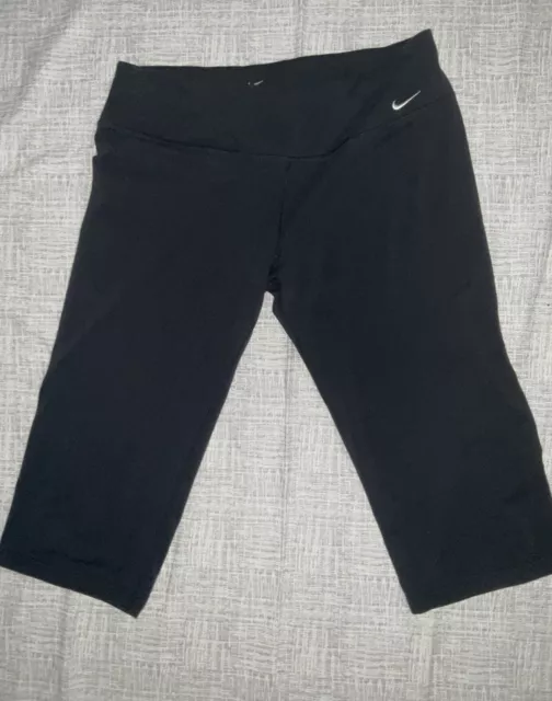 Nike Dri Fit Women’s Black Running Capris Leggings Size XL Tight Fit