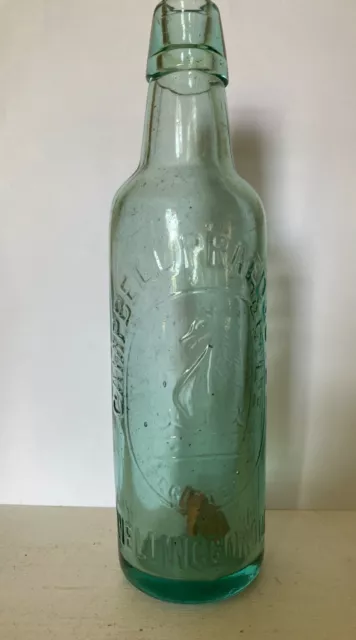 2 x Vintage Antique Green Glass Bottles Campbell Praed & Co