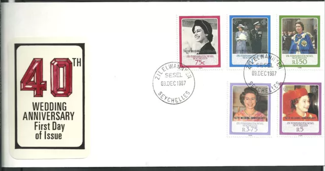 1084/Seychellen Äußere FDC ETB 1987 141-145 Queen Elizabeth II