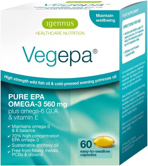 VEGEPA OMEGA36 ESSENTIAL Fatty Acids Wild Fish Oil & Evening Primrose