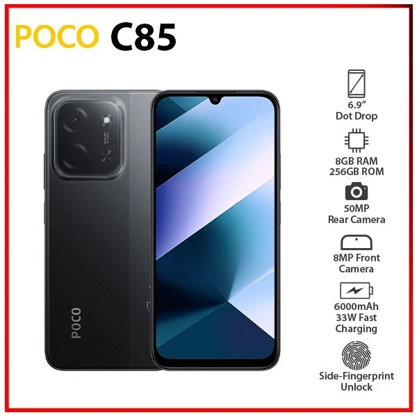POCO C85 ブラック 8GB RAM 256GB ROM Poco C85 6.9