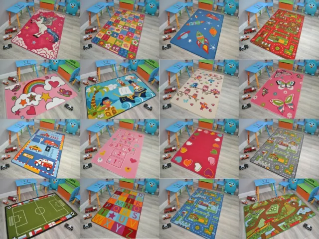 Kids Play Area Mat Rug Machine Washable Soft Anti Slip Bedroom Boys Girls UK