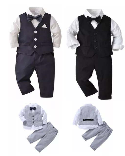 Abito ragazzo gentiluomo manica lunga camicia gilet pantaloni lunghi con mosca festa matrimonio