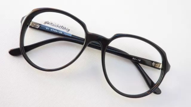 Schwarze Pantobrille große Form Gestell Fassung Acetat Vintagebrille Grösse M