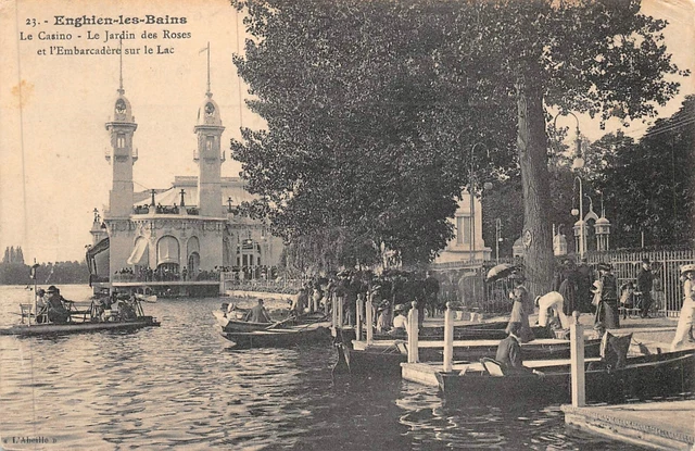 CPA-Enghien-les-Bains le casino le jardin des roses et l'embarcadère sur le lac