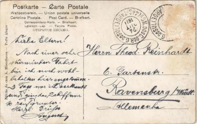 Postcard Porto Alegre Straße Arsenal de Guerra 1911 3