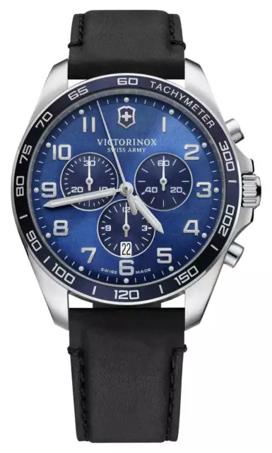 Victorinox Swiss Army Fieldforce Classique Chrono Acier Montre Cuir Homme 241929