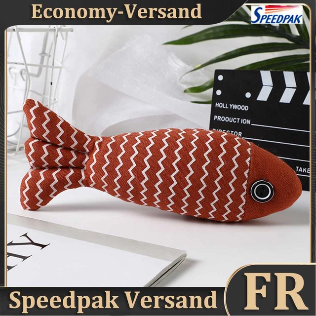 Artificial Plush Fish Toy Interactive Training Catnip Toy Cat Supplies (Coffee)
