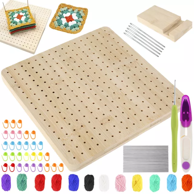 56Pcs Sewing Tool Knitting Blocking Mat Kit Crochet Board Wooden Blocking Board^ 2