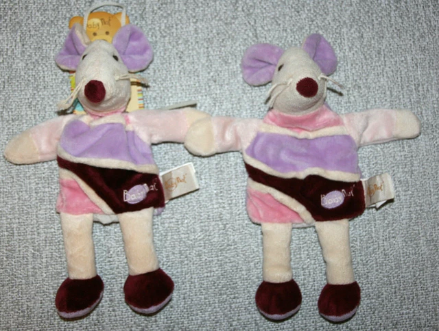 Babynat Baby Nat 2 Doudou Souris Plat Marionnette Rose Violet Neuf+2° Kdo Be