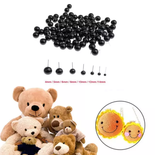 Yeux de sécurité en plastique noir pour ours en peluche, jouets en