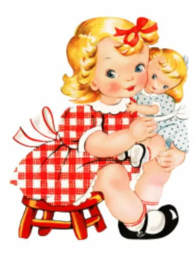 Vintage Image Shabby Retro Little Girl Dolly Transfers Waterslide Decals KID556