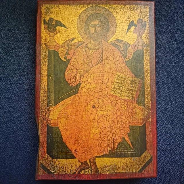 Icône Grecque Orthodoxe En Bois De Jésus Christ - Icône Religieuse Artisanale A02