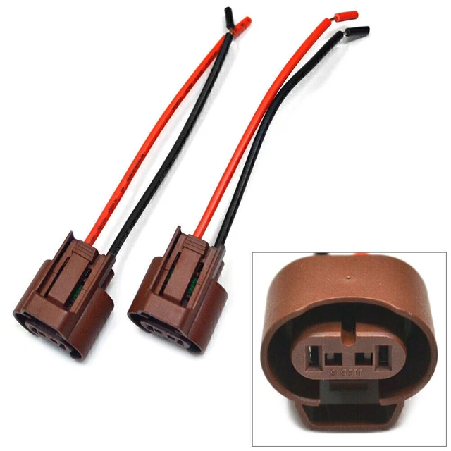 Wire Pigtail Female U 9006 HB4 Two Harness Fog Light Socket Connector Lamp Bulb