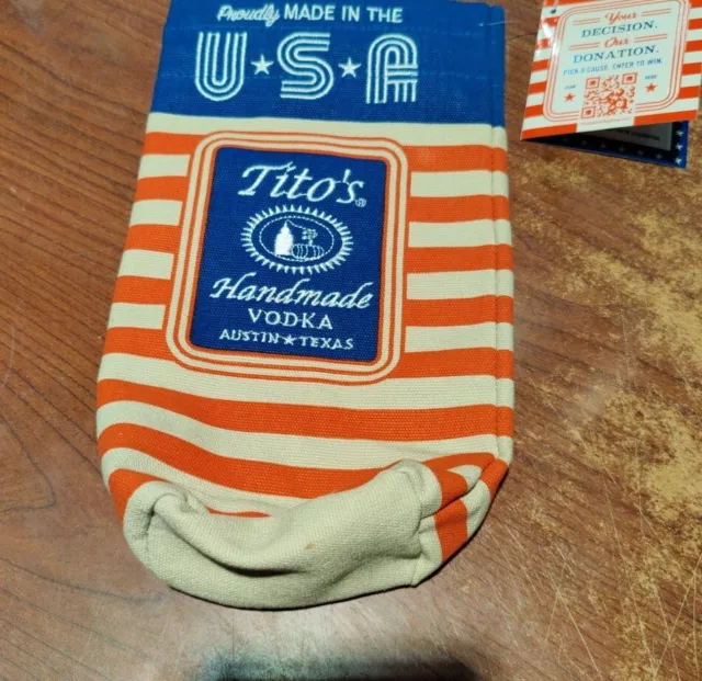 Tito's Vodka Embroidered Canvas Bag Handmade USA "Cheers to"