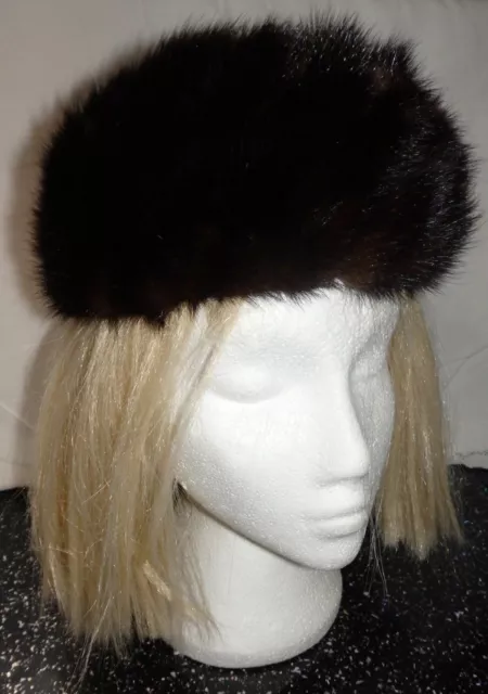 Vintage fur hat 54 cm 60s style (VH22)