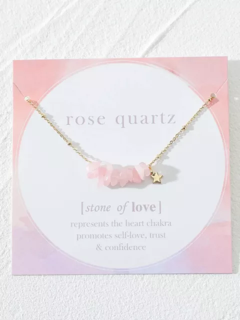 Natural Rose Quartz Chakra Crystal Healing Gemstone Pendant Reiki Necklace
