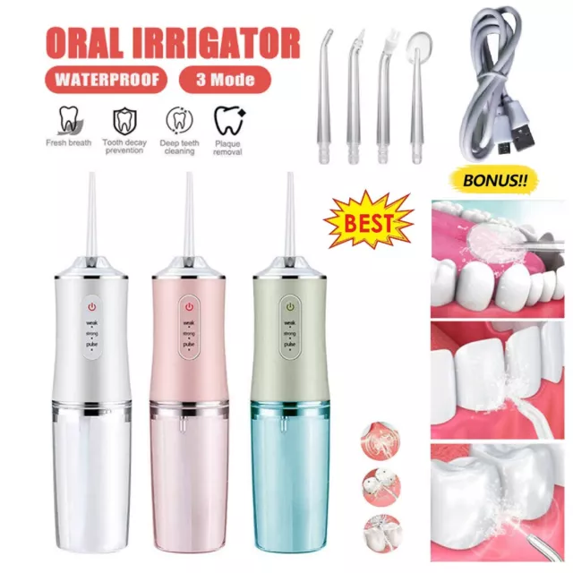 Cordless Water Flosser Dental Oral Irrigator Floss Pick Teeth Cleaner 4 Heads