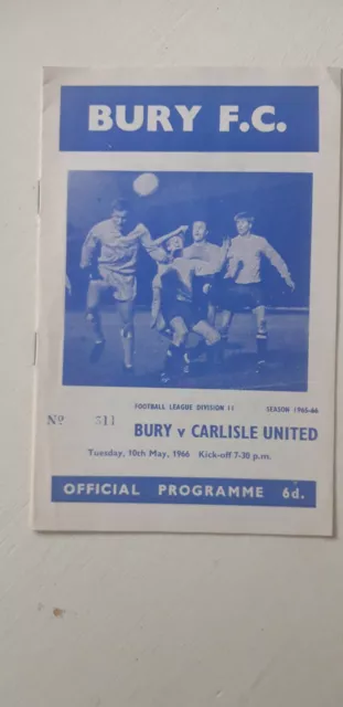 10 May 1966 Bury v Carlisle United Division 2