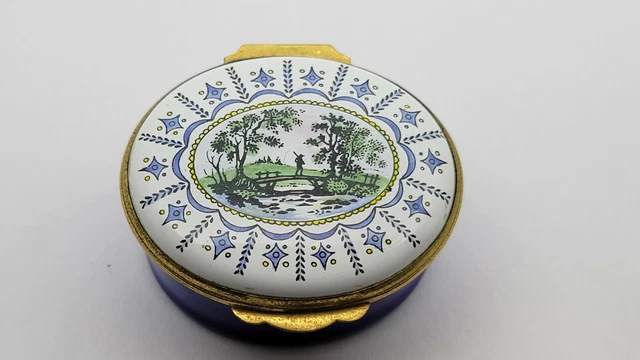 Vintage Crummles & Co Enamel Trinket Box, Landscape View
