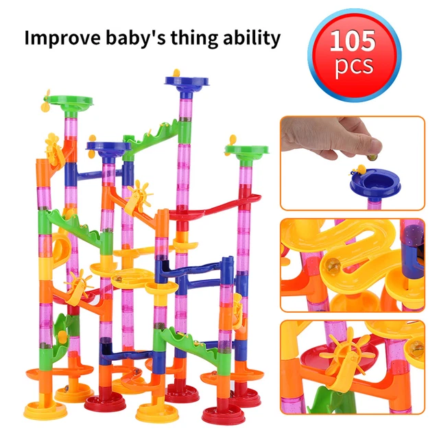 DIY Marble Run Race Set Construction Building Blocks Toy Game Track Kid Maze ✨