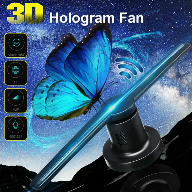 LED WIFI 3D Holographic Projector Display Fan Hologram Player Lamp Advertising