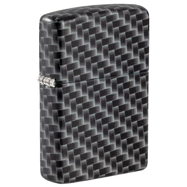 Zippo Carbon Fibre Design Pocket Premium Refillable Camping Lighter White Matte