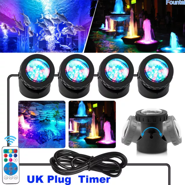 Remote RGB LED Underwater Spot Lights Aquarium Garden Fountain Pond Pool Lamp UK