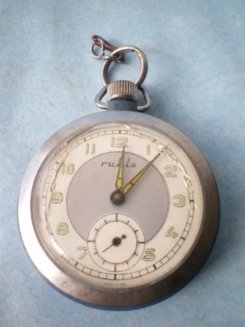 38078 Ruhla Taschenuhr 55mm funktioniert Pocket watch GDR
