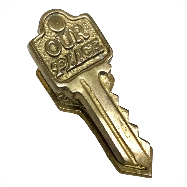 VINTAGE 1970'S PENCO Brass Key Shaped Letter Holder Paper Weight Our