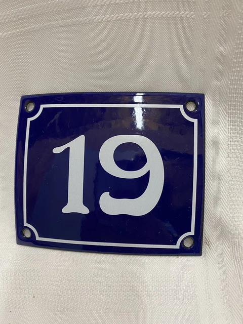 Vintage Style Blue Enamel Porcelain French House Number Door Steel Metal Sign 19