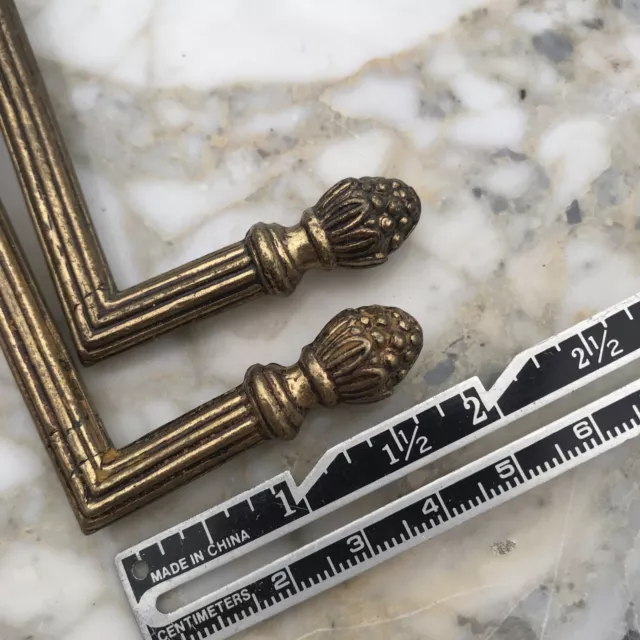 Vintage PAIR French Antique Brass Drapery Curtain Holdback Towel Hook Victorian 9
