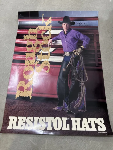 Vintage 20”x28” Resistol Hat Advertisement Poster Tuff Hedeman 1992