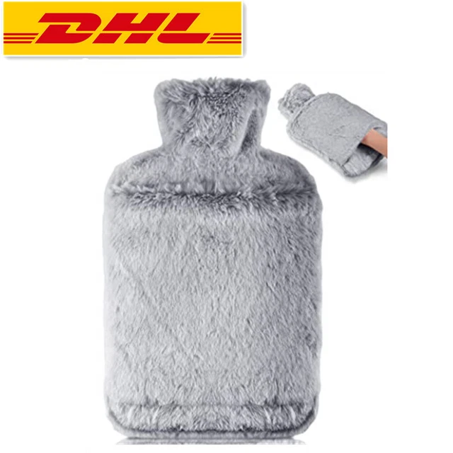 Wärmflasche mit Weichem Bezug Auslaufsicher 2L Groß  Naturkautschuk Wärmflaschen