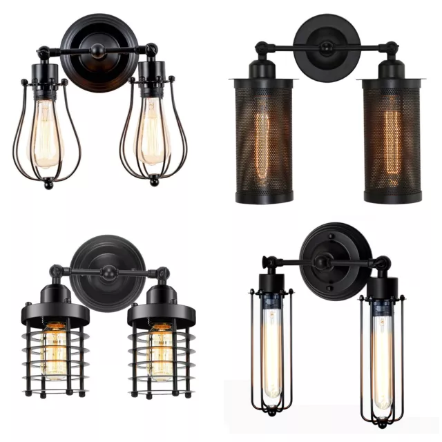 Vintage Wall Lamp Industrial Retro Loft Metal Adjustable Cage Wall Light Sconce