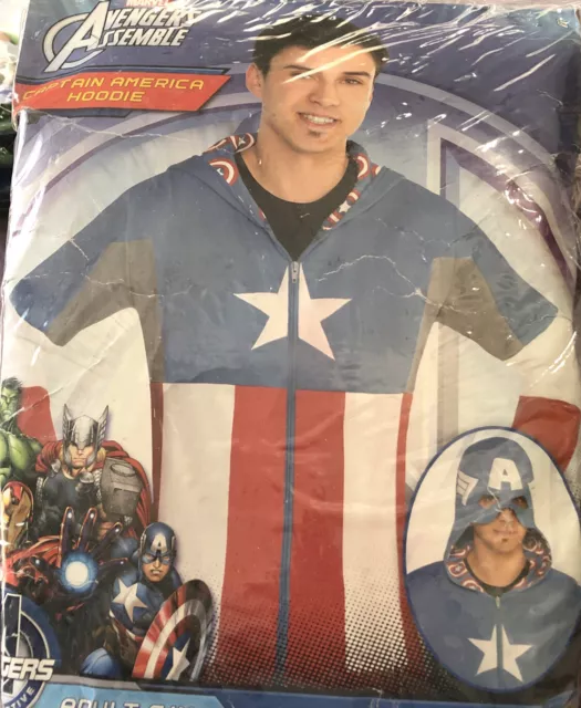 Marvel Avenger Assemble Captain America   Hoodie Adult S/M Halloween Costume New