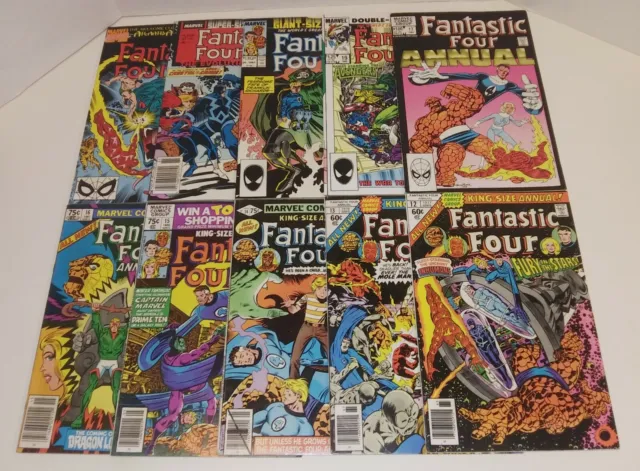 Fantastic Four Annual #12, 13, 14, 15, 16, 17, 19 + Marvel Comics 10 lot set run