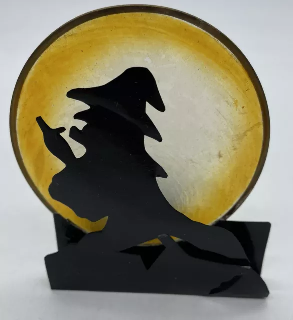 Halloween Witch Broom 3D Die Cut Silhouette Decoration Tea Light Candle Holder