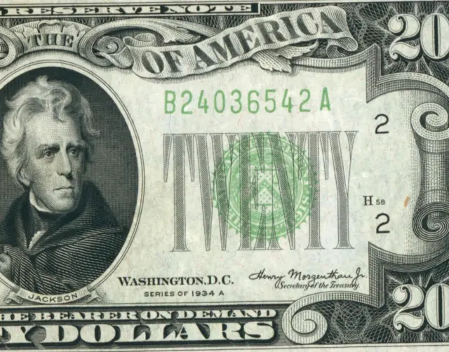$20 1934 B ((HIGHER GRADE VF+++)) Federal Reserve Note ** DAILY CURRENCY AUCTION